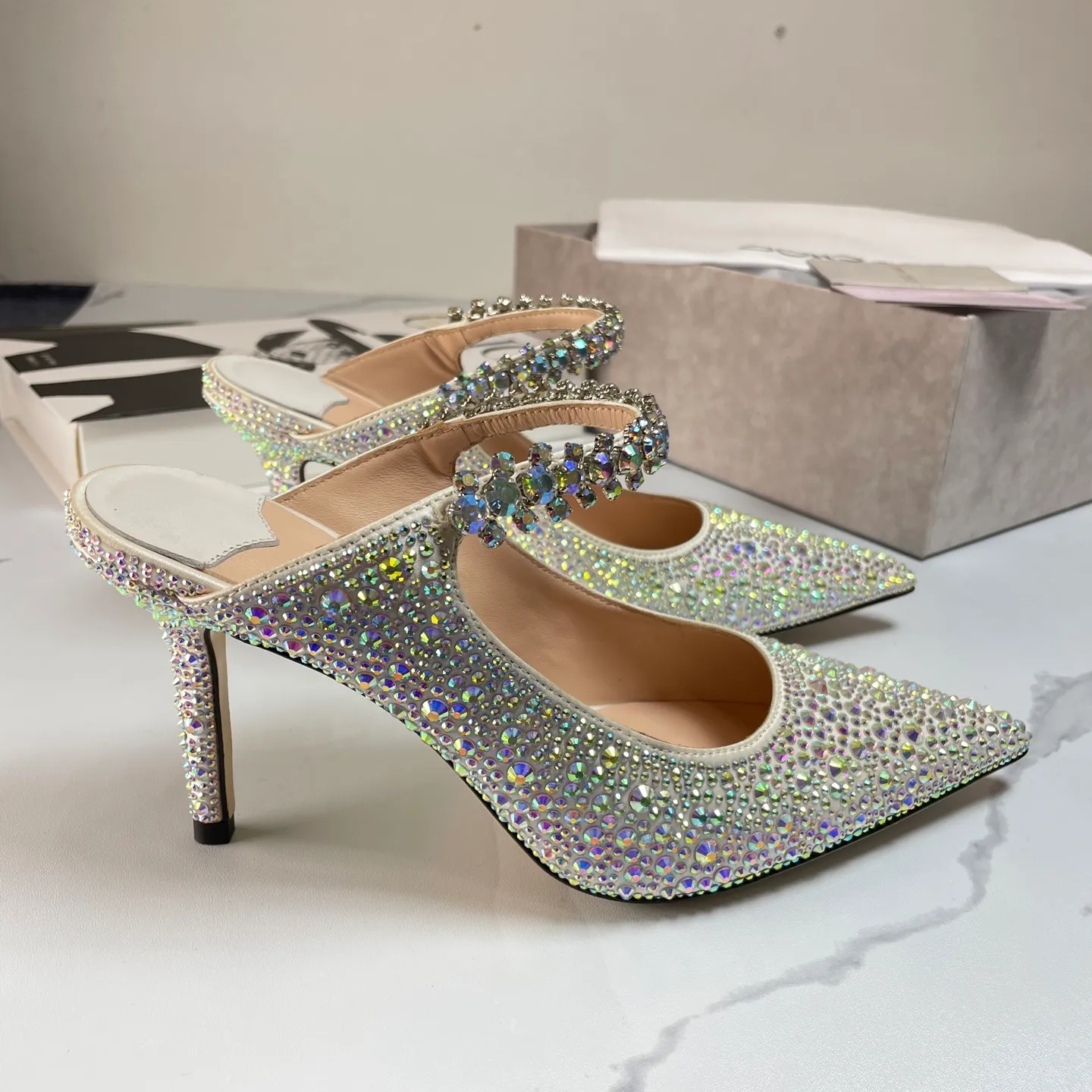👟👟Ex-factory price 680👟👟 Jimmy Choo BING 65 diamond high heels 35-40 (41 42 43 customized)
